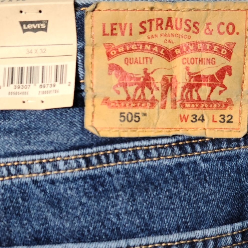 Levi's 505 Regular Fit Blue Jeans Men 34x32 NWT - Picture 3 of 3